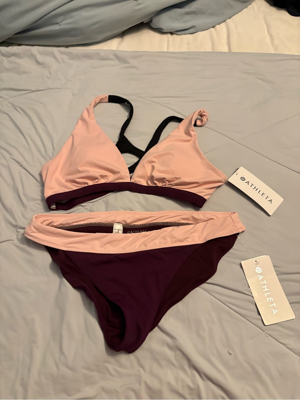 Athleta Pink and Plum Two-Piece Swim Set